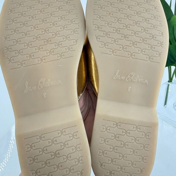 Sam Edelman Womens Kira Bit Mule Size 8 Gold Metallic Leather Slip On Shoe Flat - Picture 13 of 14